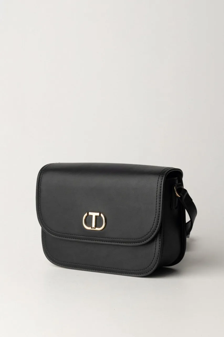 Smooth leather black shoulder bag.