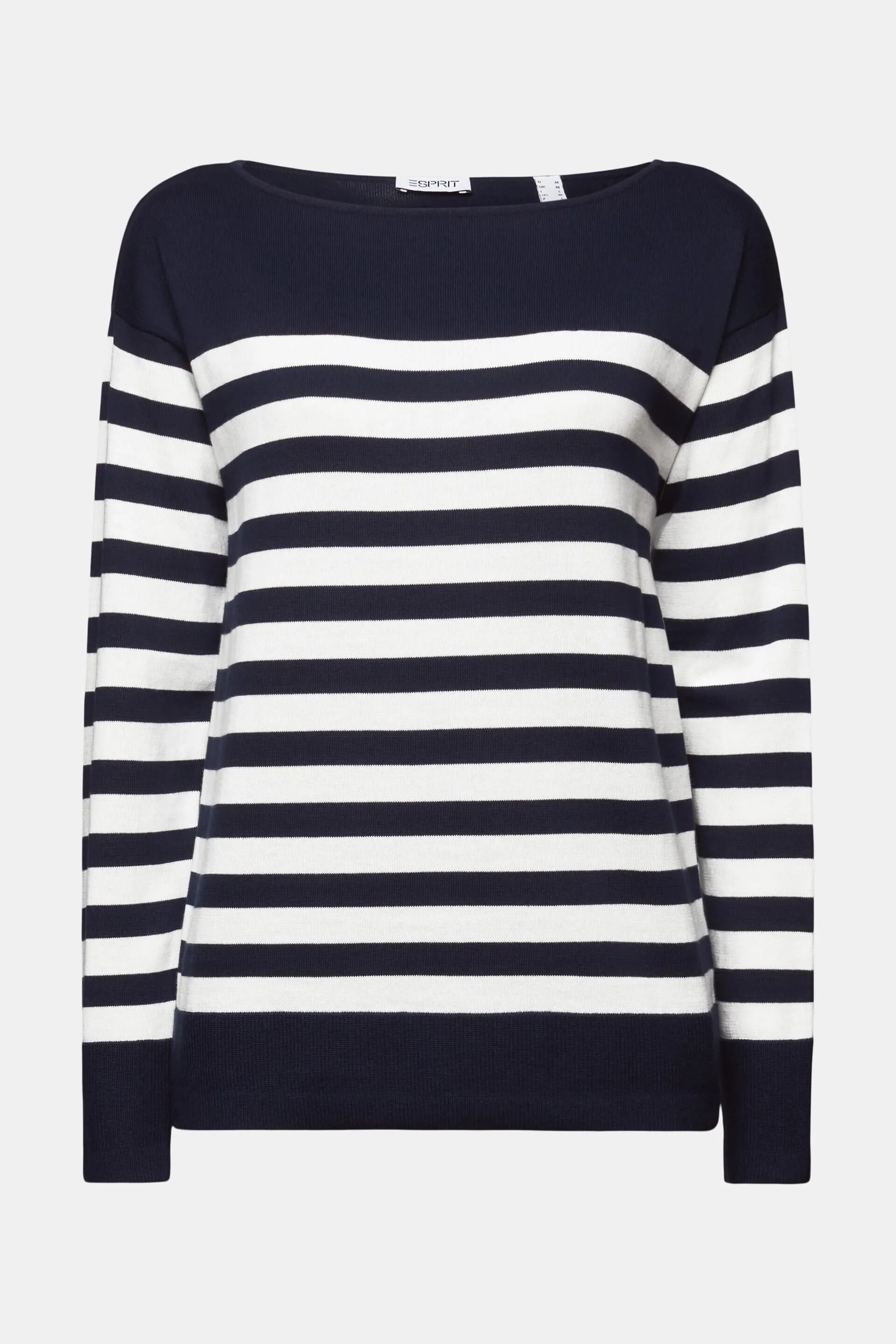 Striped cotton sweatshirt with boat neckline.
