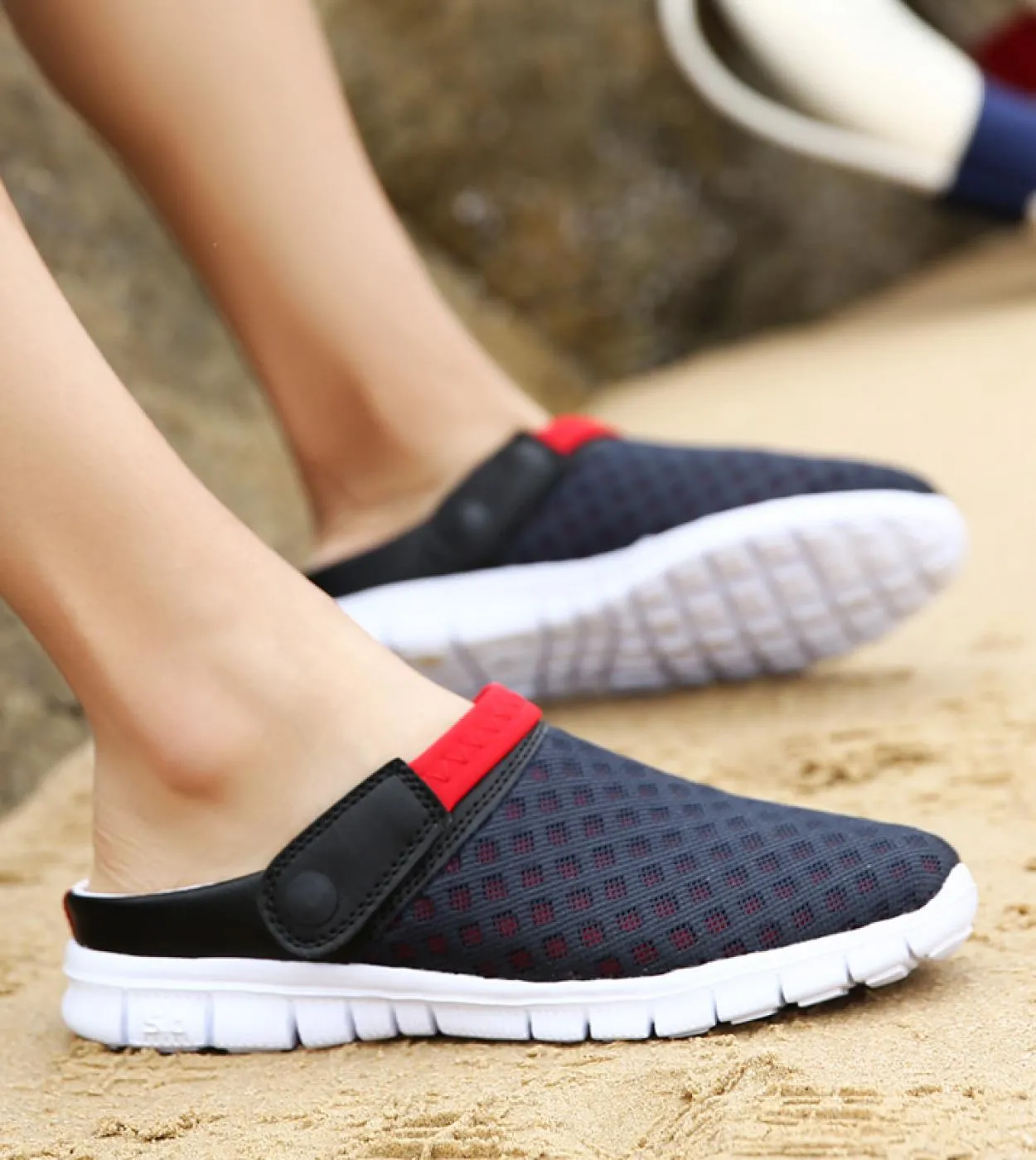 Summer men's breathable outdoor half slippers designer slip-on mesh sneakers
