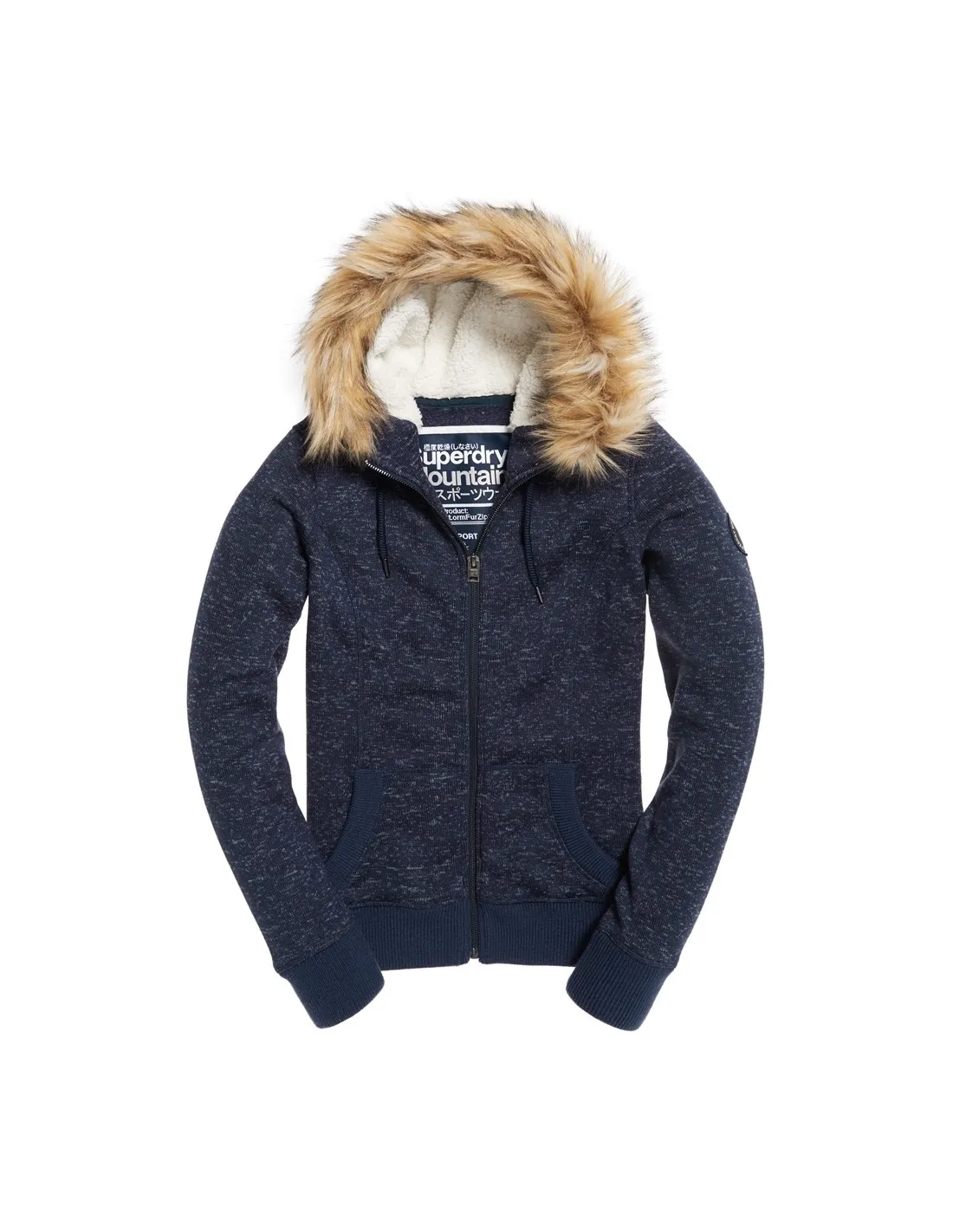 Superdry Storm Zip Fur Navy Hoodie