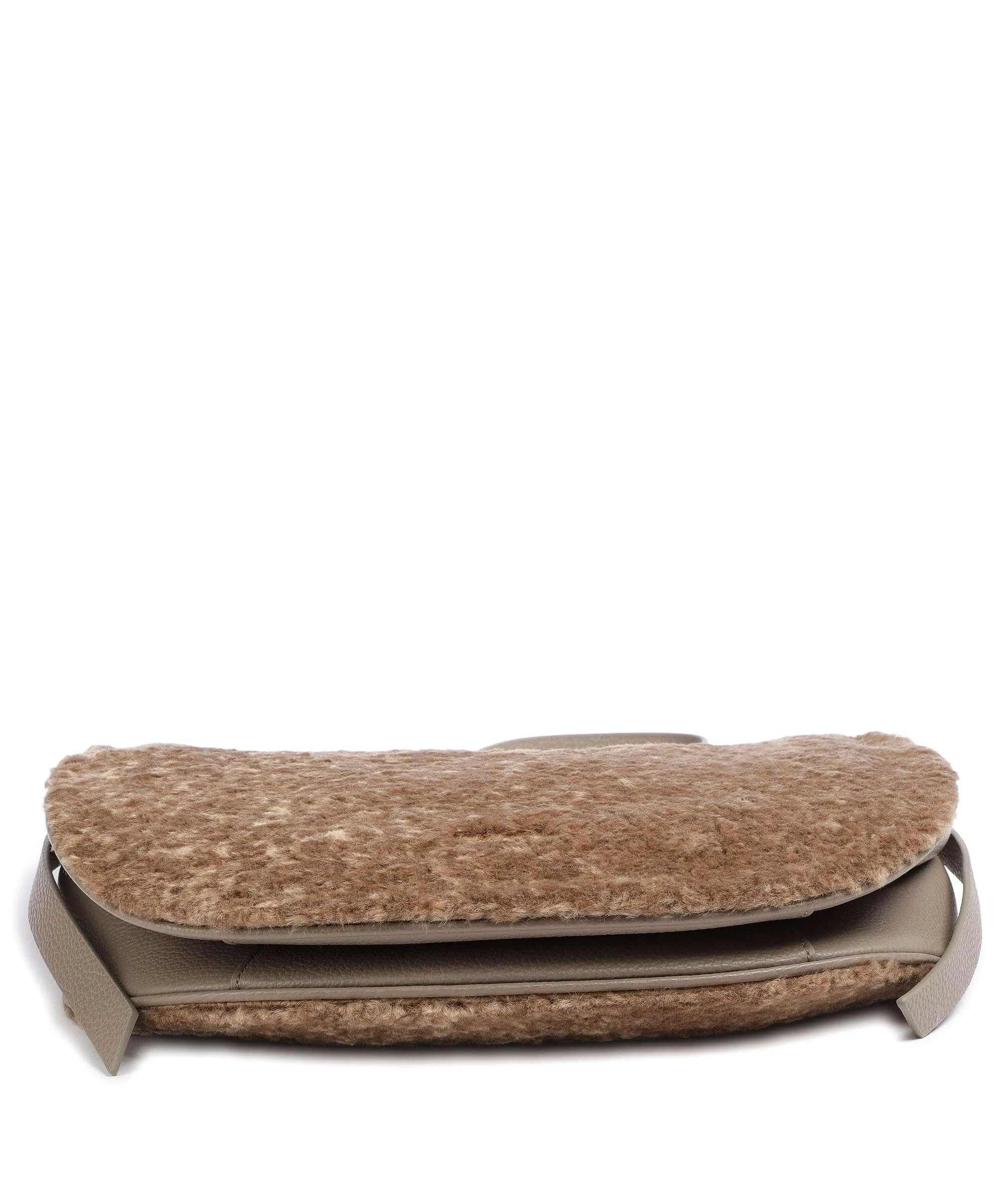 Taupe Grained Calfskin & Faux Fur Priscilla Astrakan Hobo Bag