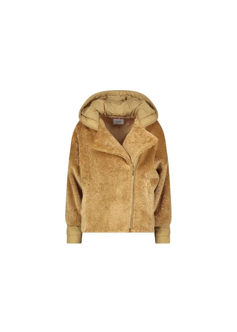 Teddy and nylon jacket.