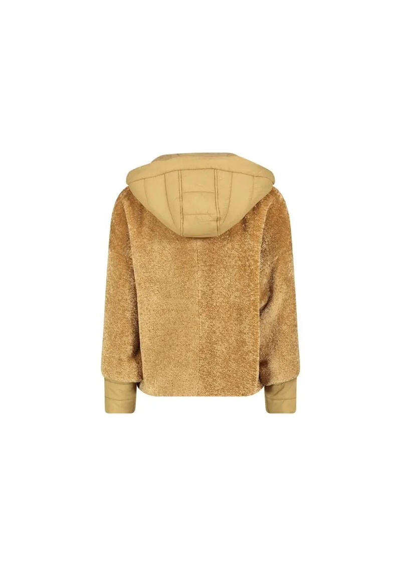 Teddy and nylon jacket.