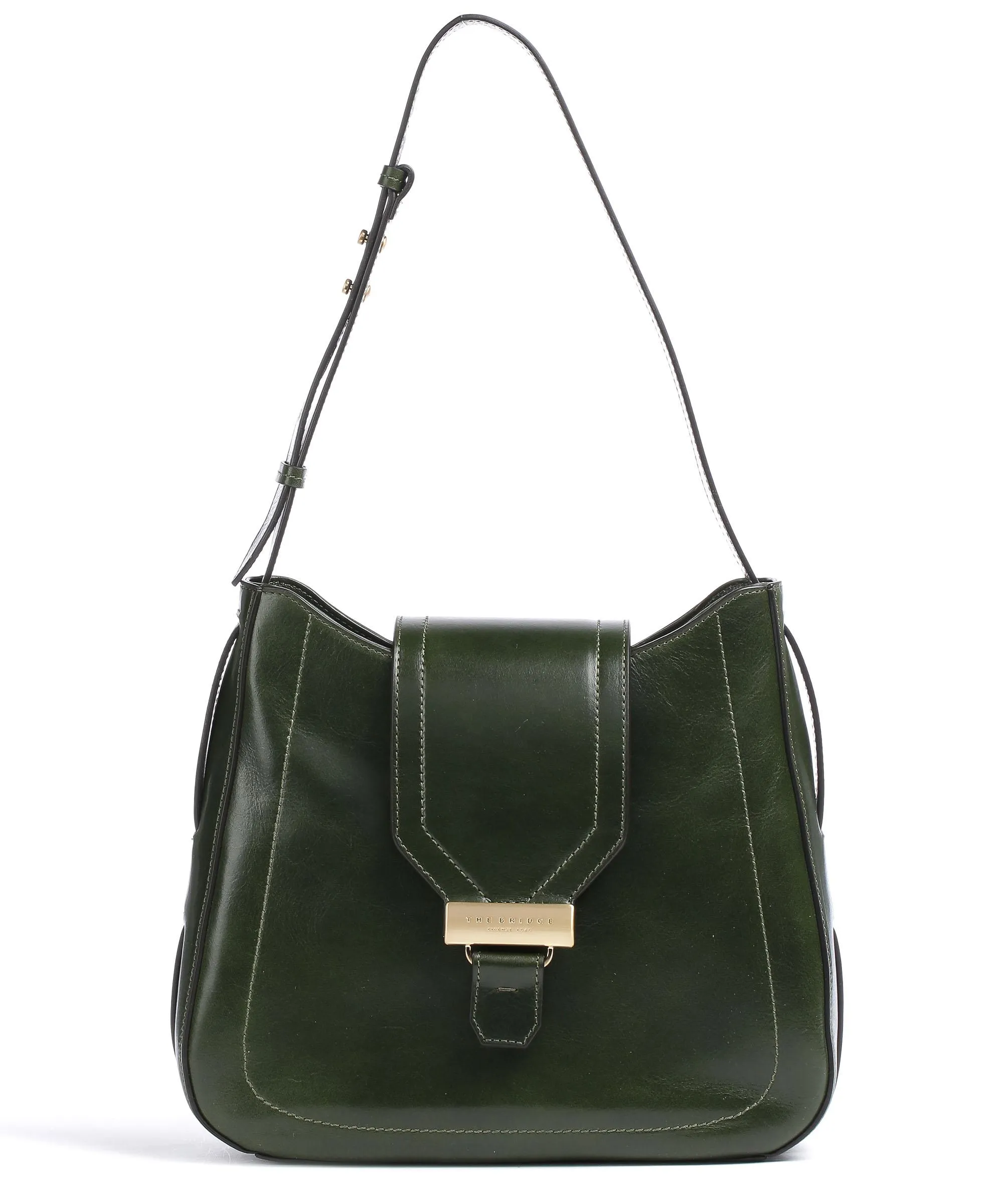 The Bridge Benedetta Shoulder Bag Khaki Grain Leather