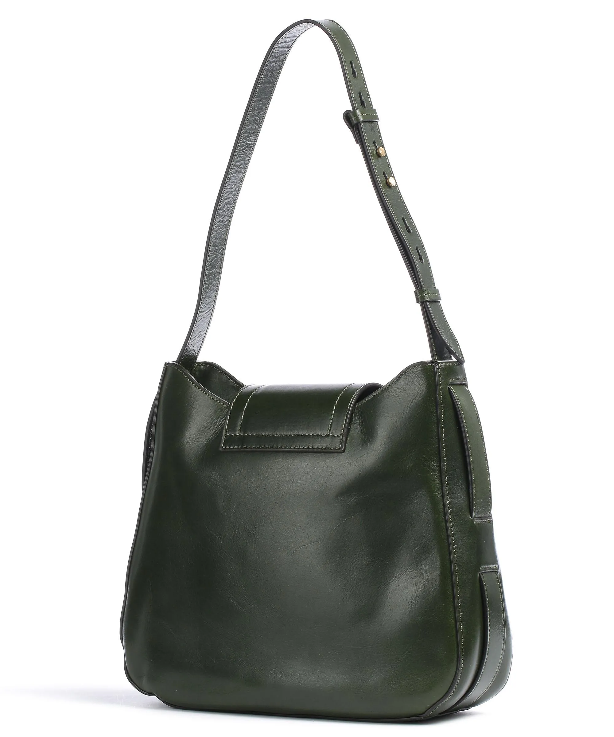 The Bridge Benedetta Shoulder Bag Khaki Grain Leather