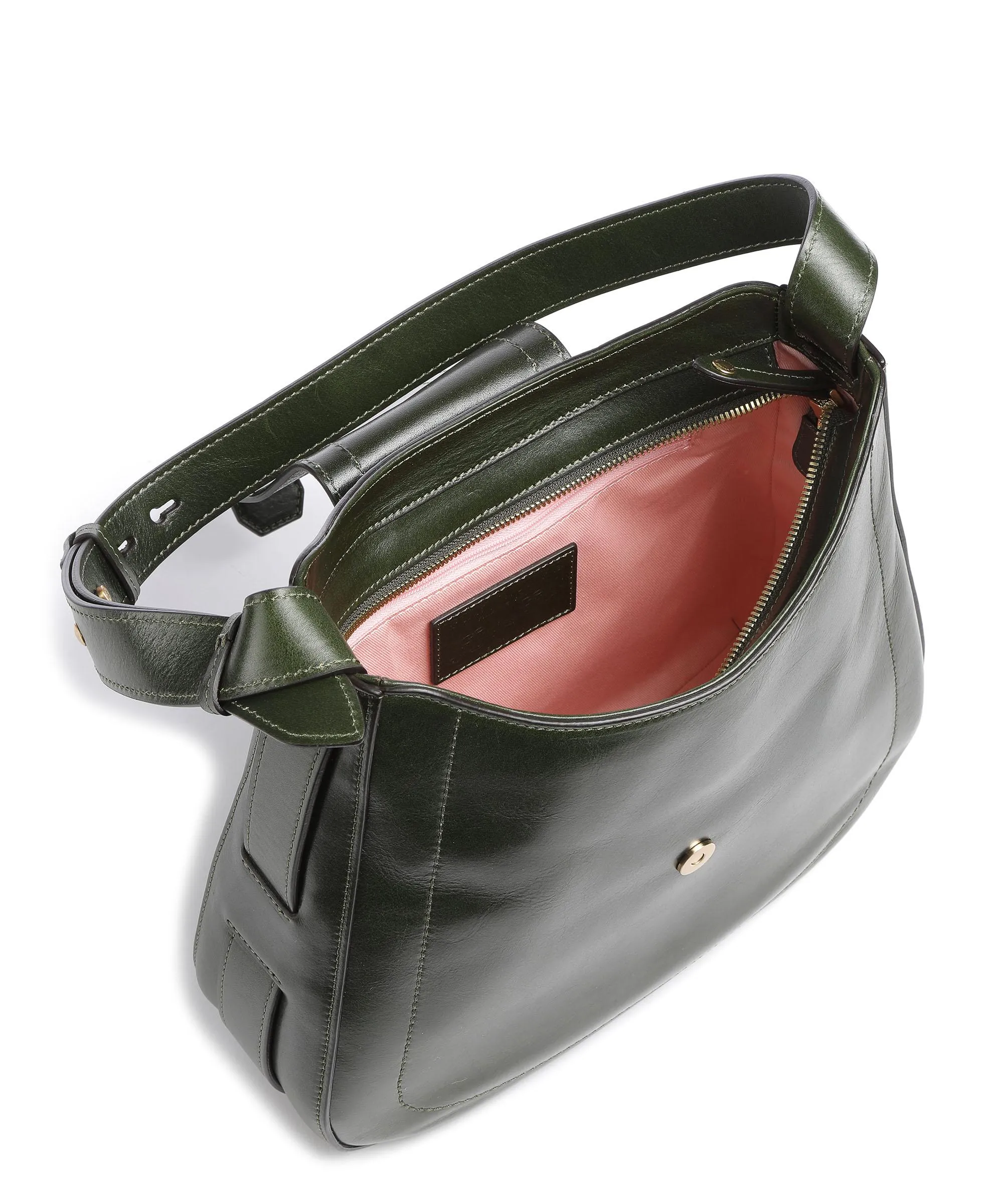 The Bridge Benedetta Shoulder Bag Khaki Grain Leather