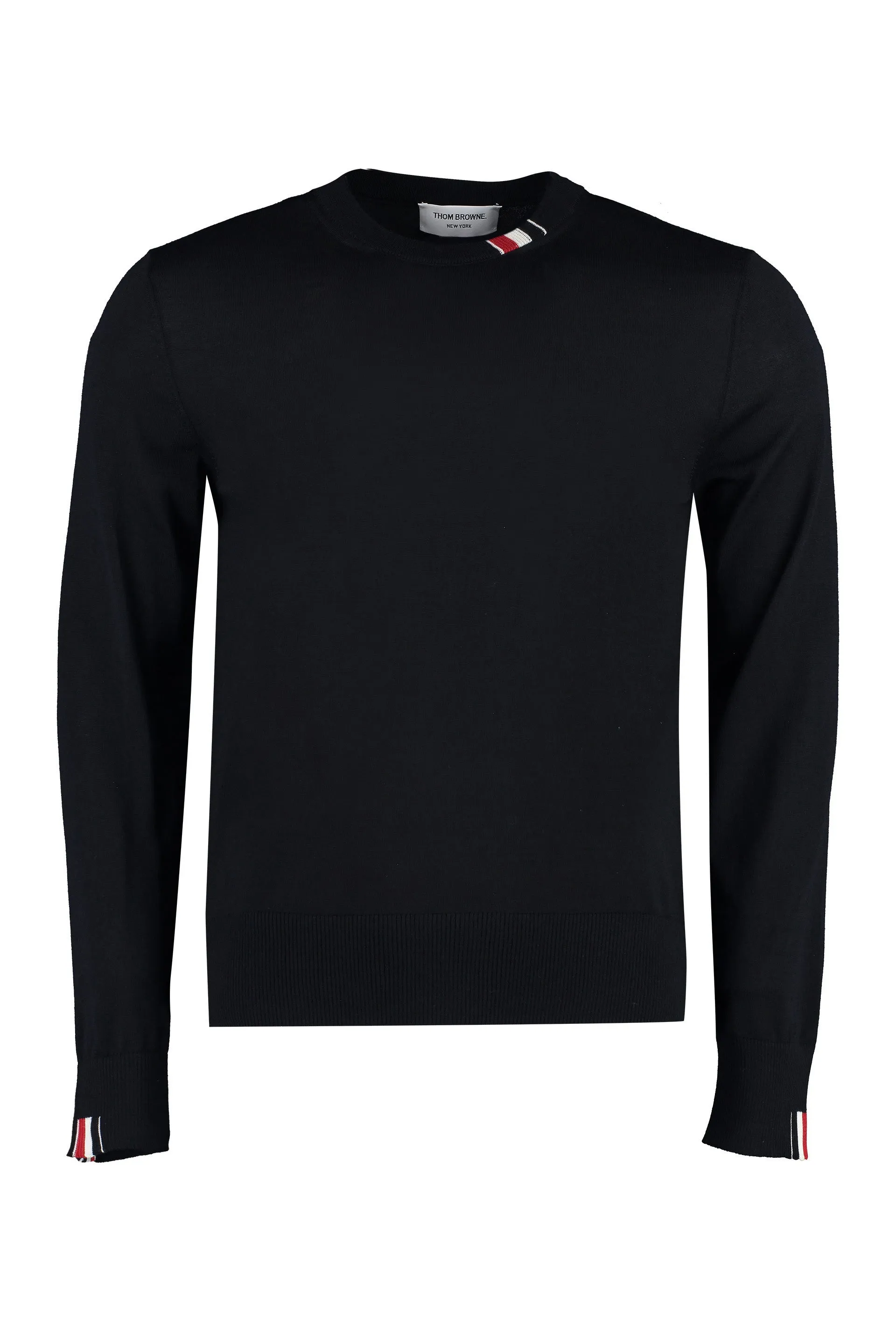 Thom Browne virgin wool crewneck sweater.