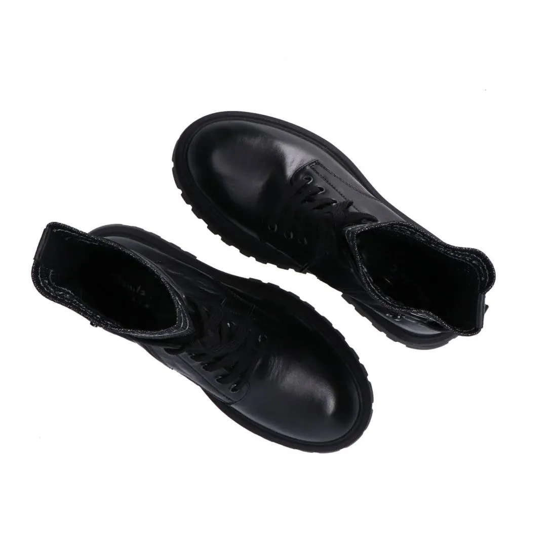 Tronchetto Black Lace-up Boots