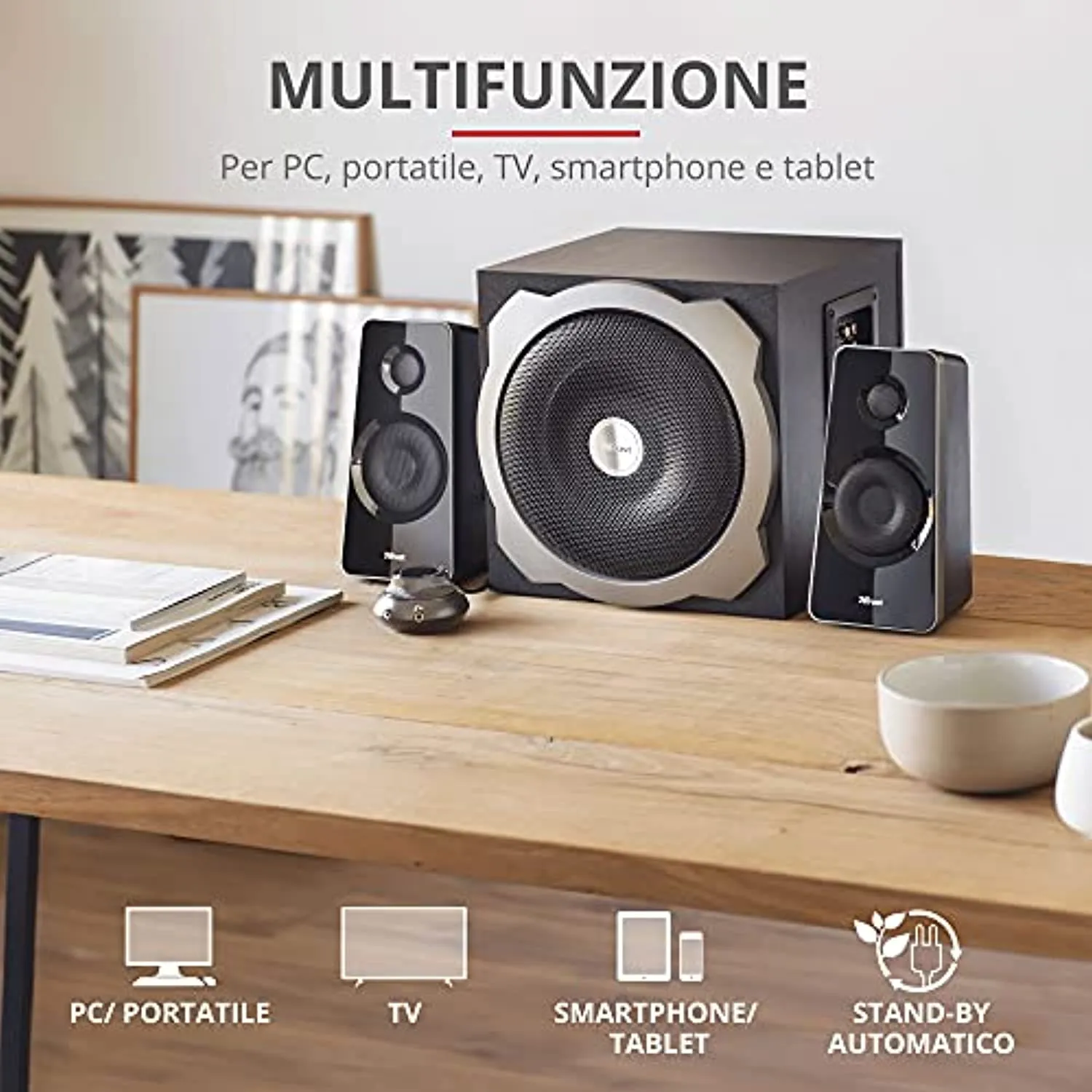 Trust Tytan 2.1 Speaker Set with Subwoofer, Energy Saving, Standard, Black