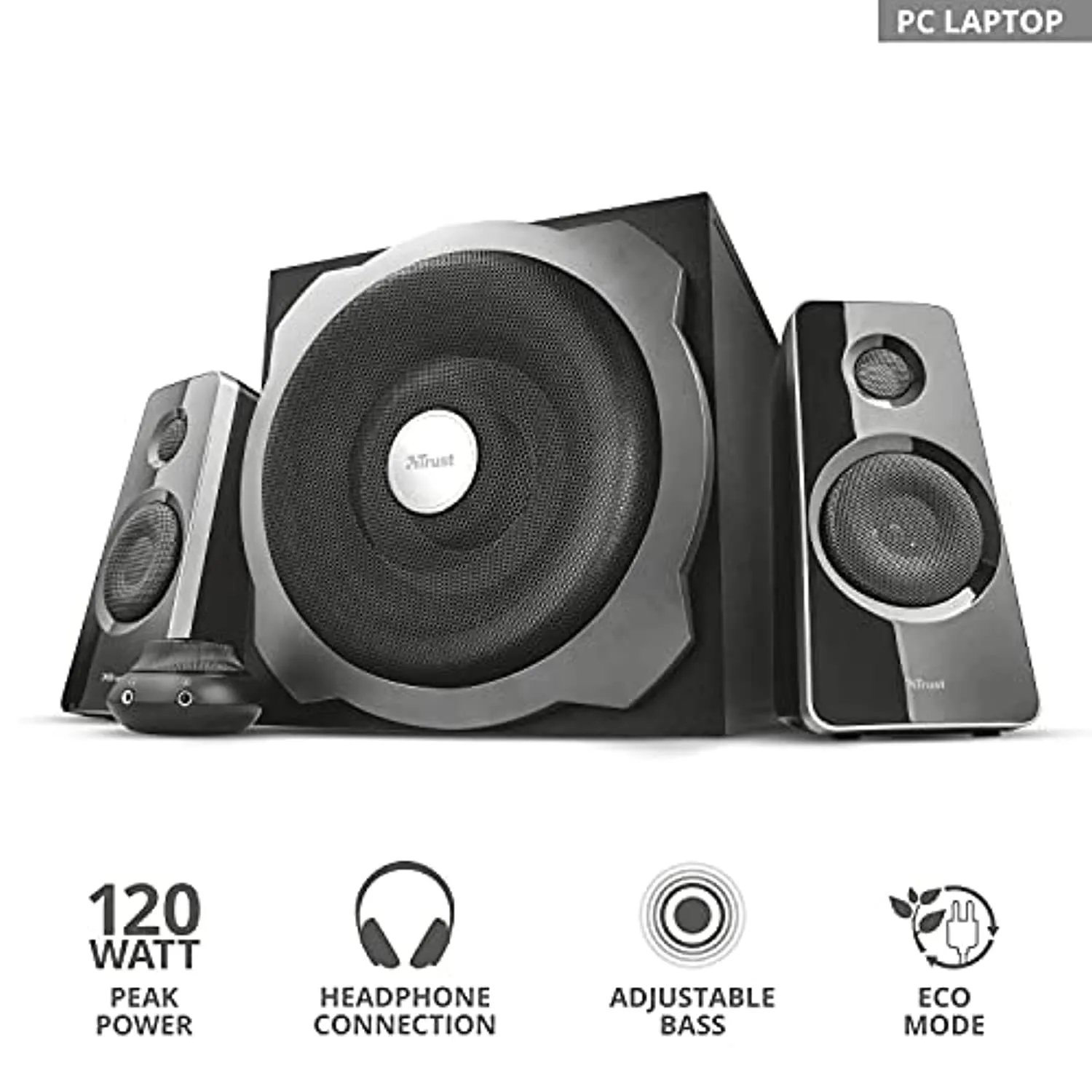 Trust Tytan 2.1 Speaker Set with Subwoofer, Energy Saving, Standard, Black