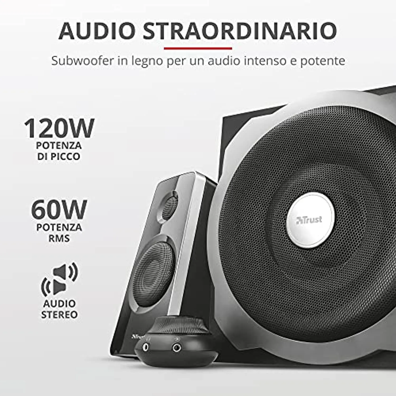 Trust Tytan 2.1 Speaker Set with Subwoofer, Energy Saving, Standard, Black