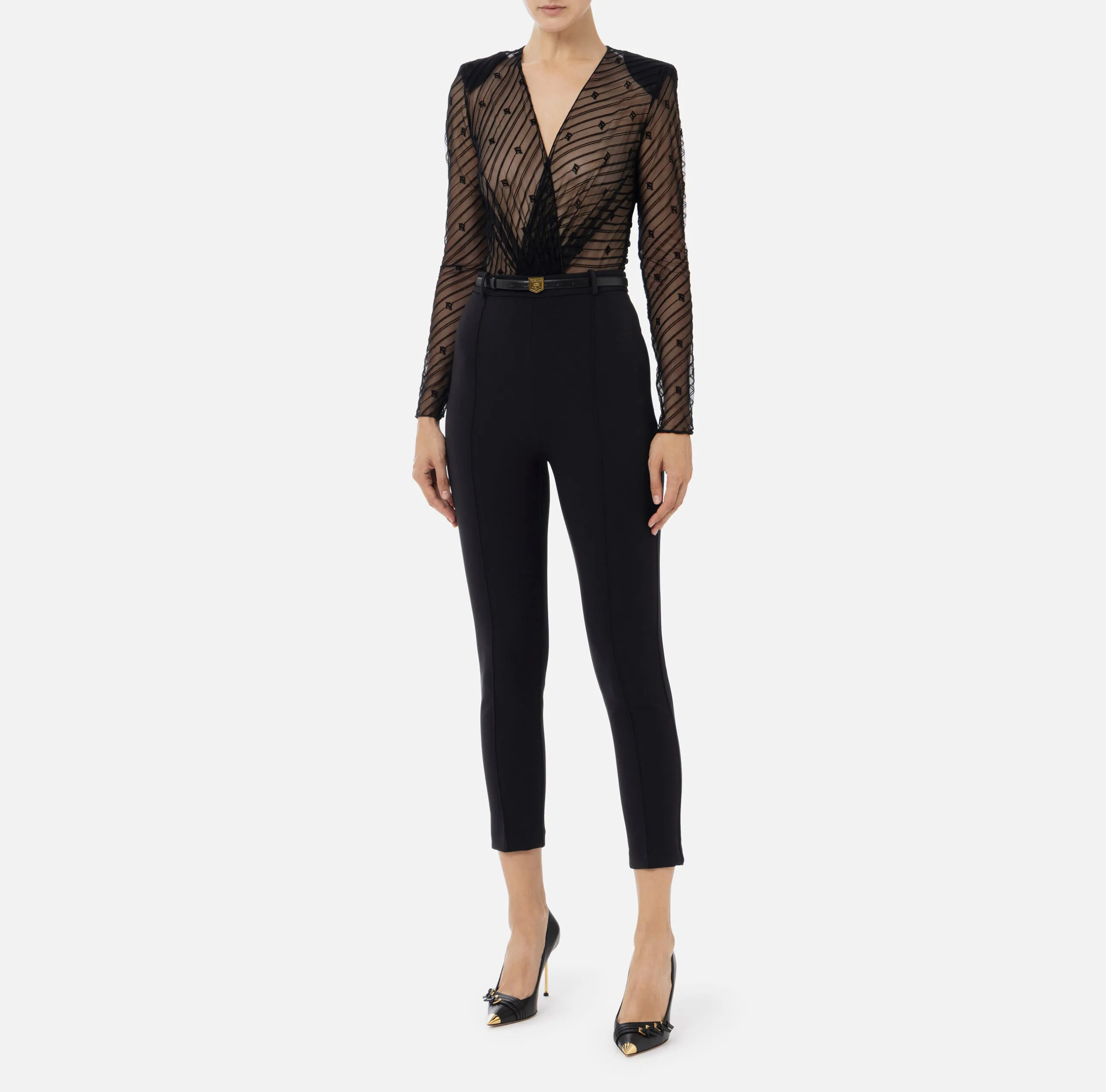 Tulle Flock Diagonal Design Tutu Combination by Elisabetta Franchi