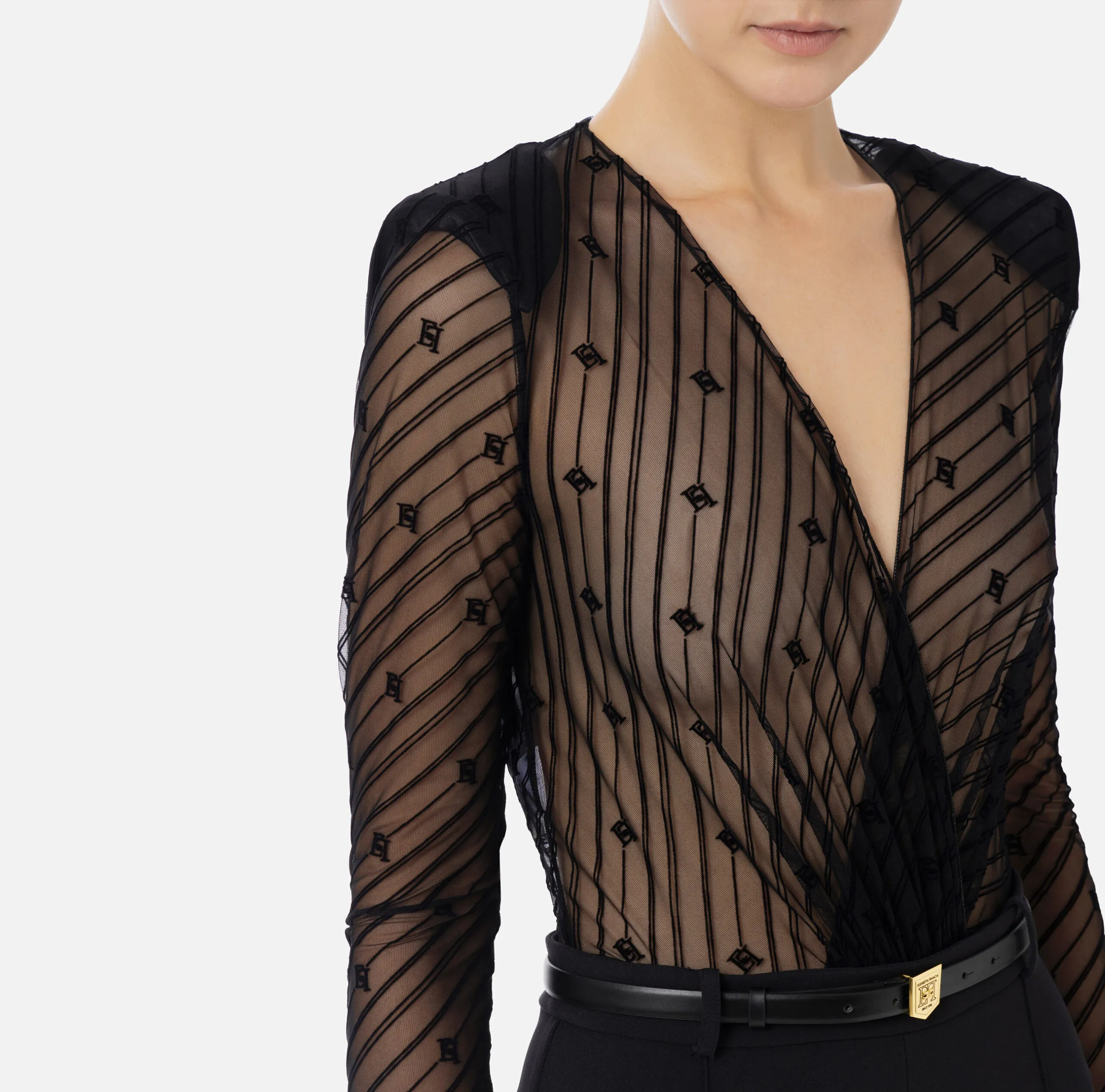 Tulle Flock Diagonal Design Tutu Combination by Elisabetta Franchi