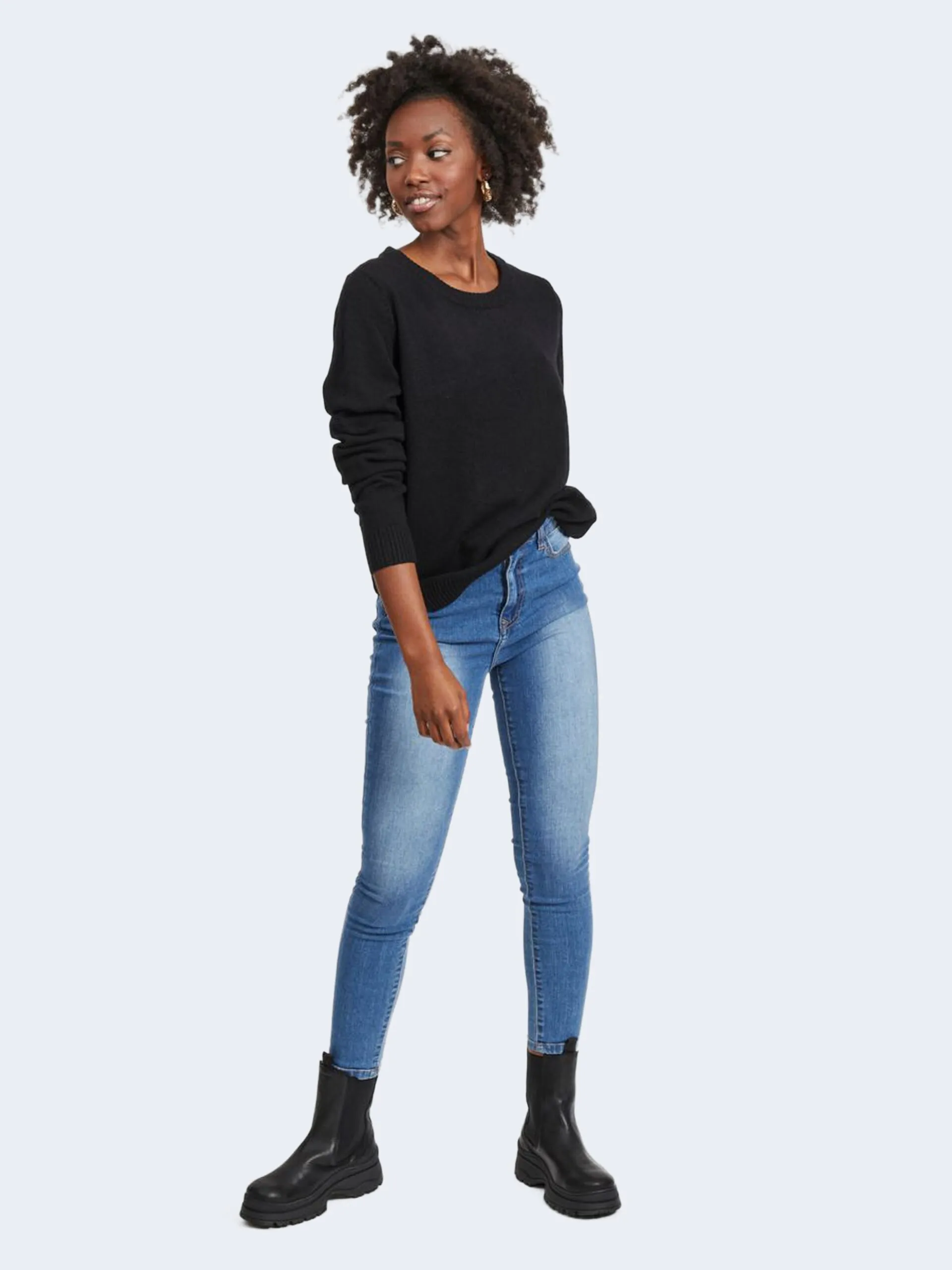 Vila Clothes Maglione VIRIL O-NECK Nero
