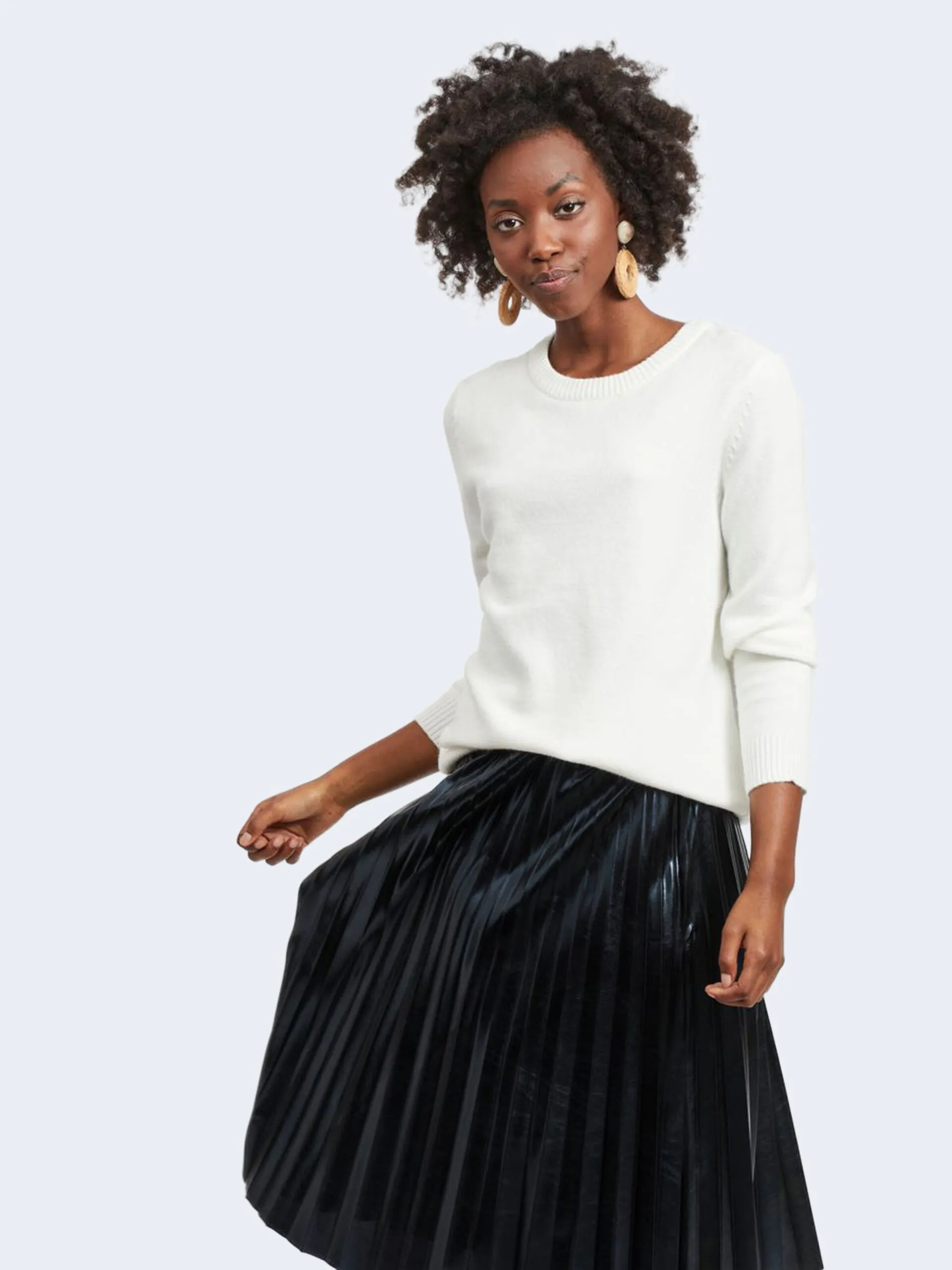 Vila Clothes VIRIL O-NECK Bianco sweater