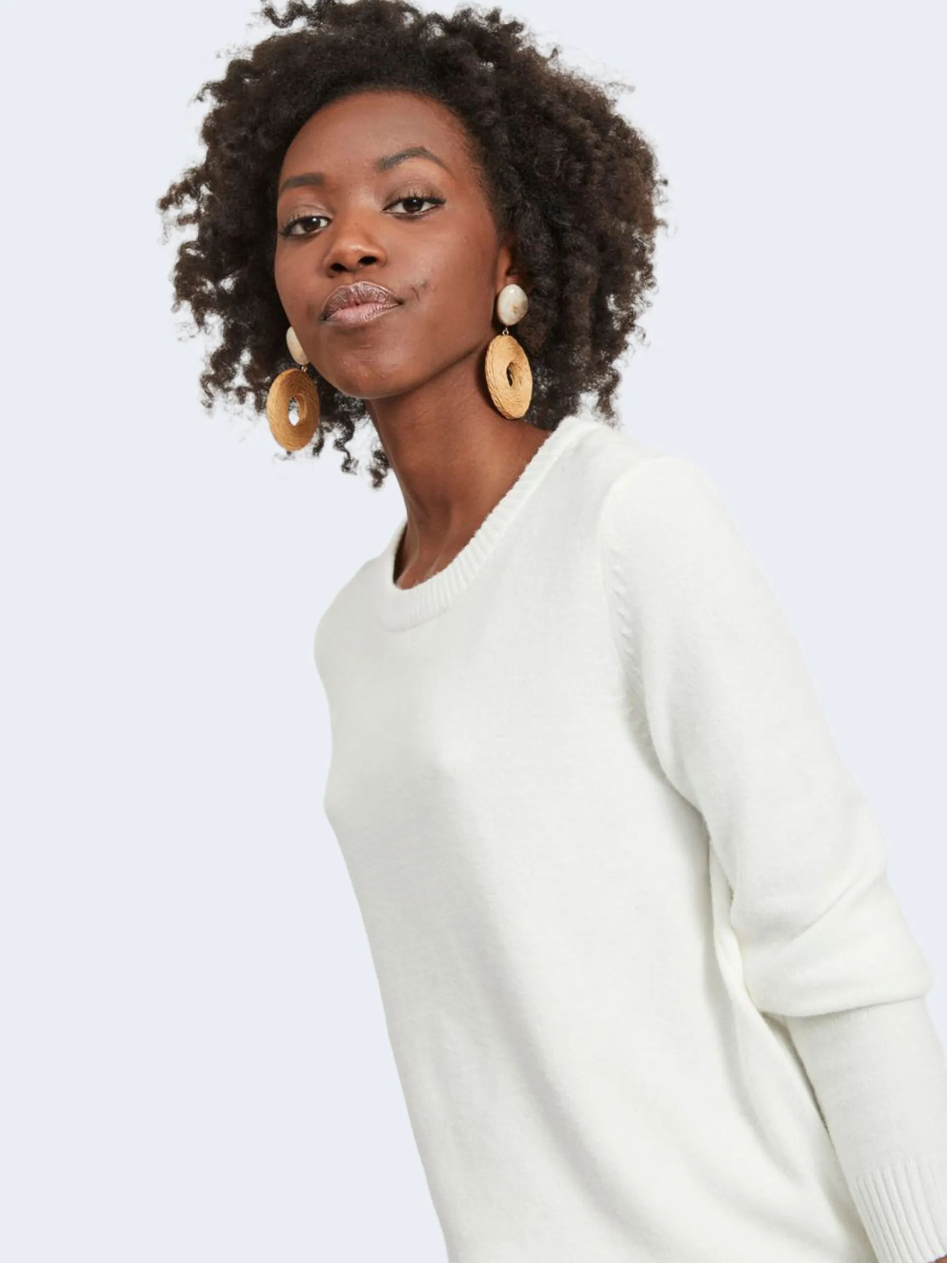Vila Clothes VIRIL O-NECK Bianco sweater