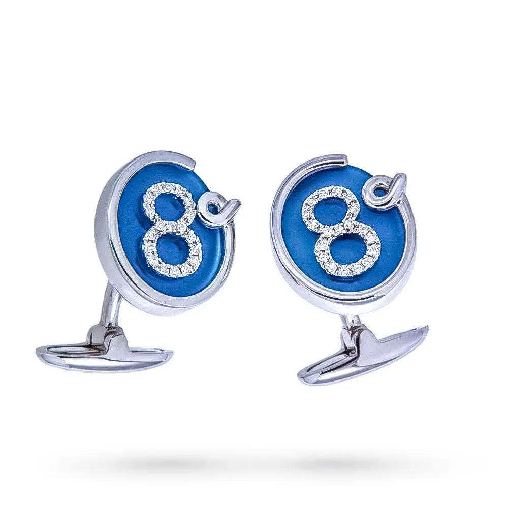 White Gold Shirt Cufflinks Chalcedony Diamonds 0.21ct