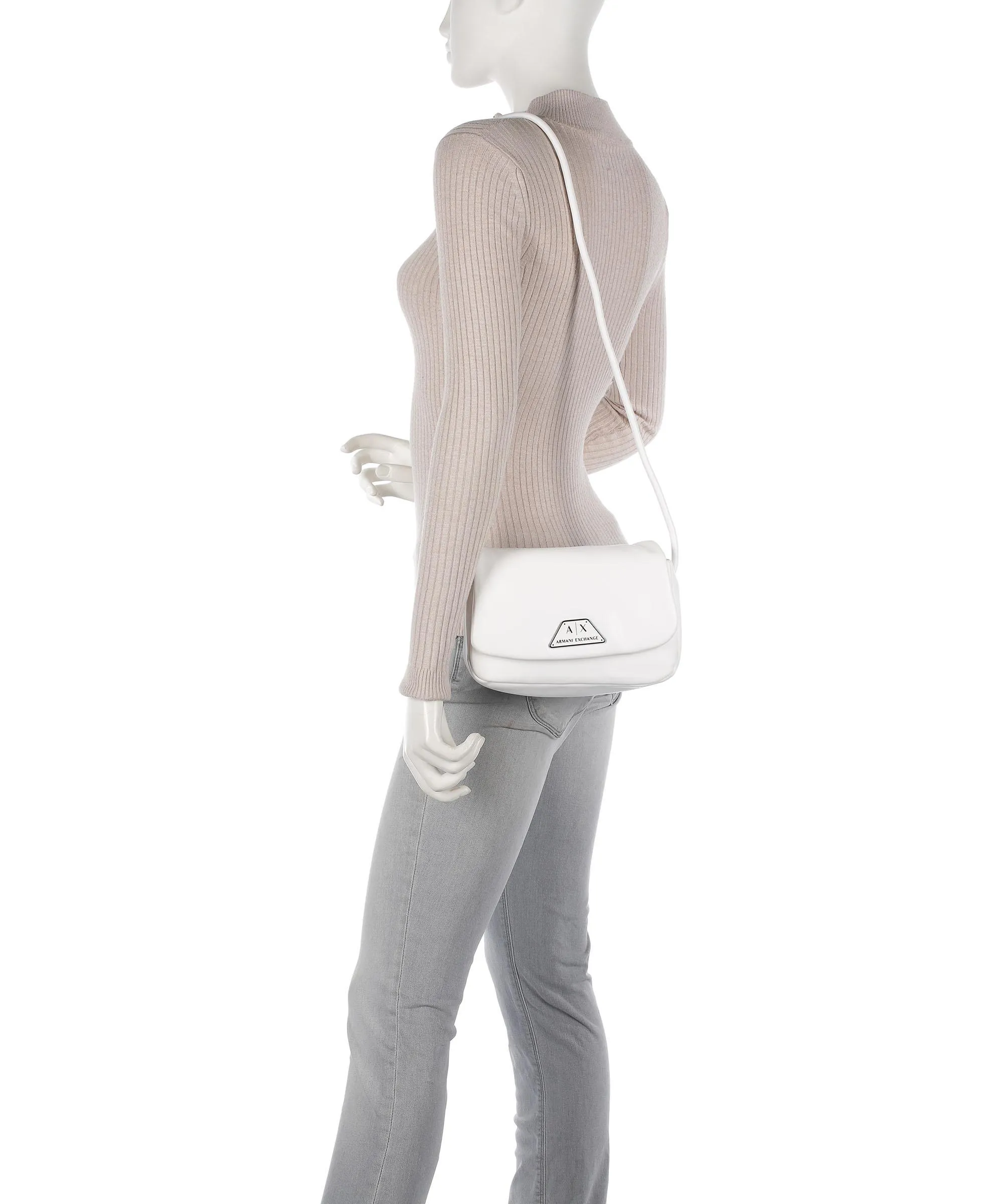White Synthetic Leather Crossbody Bag by Armani Exchange Alpha