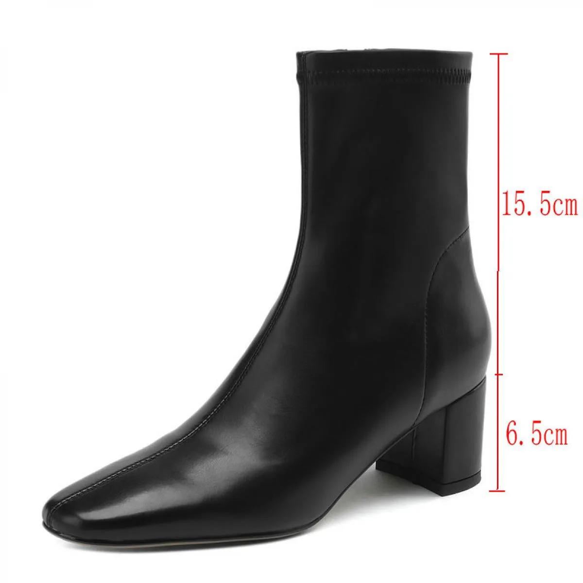 Women's genuine leather high heel work boots spring autumn ladies shoes size 34-42