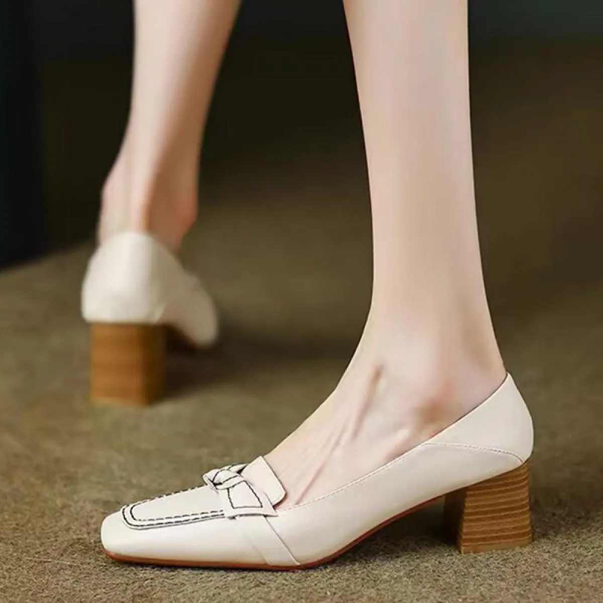 women's medium heel sandals sturdy autumn 2023 square toe pumps designer dress shoes