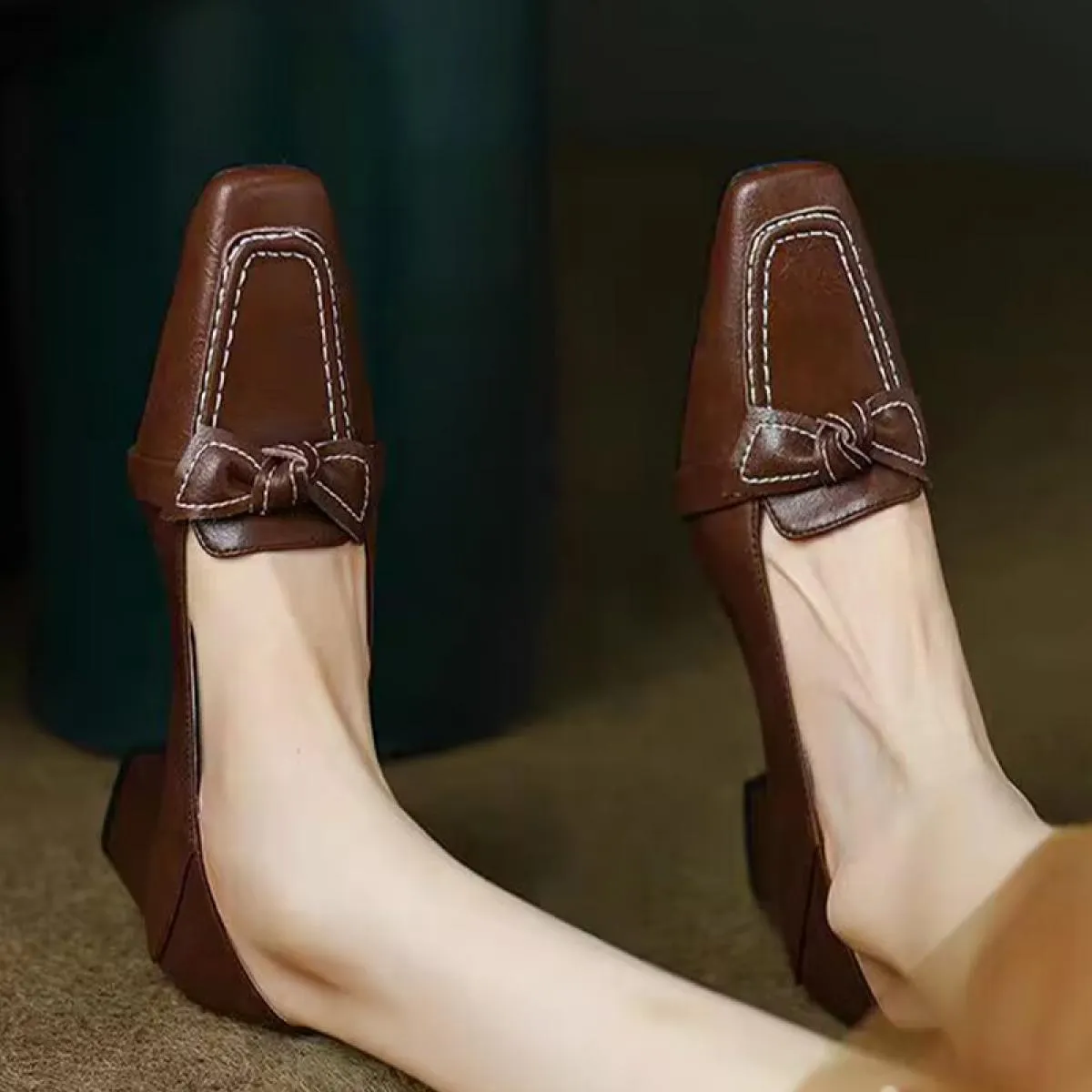 women's medium heel sandals sturdy autumn 2023 square toe pumps designer dress shoes